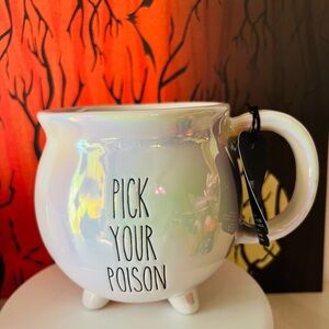 Halloween Iridescent White Cauldron Mug Pick Your Poison